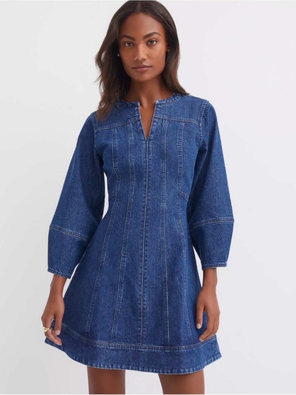 Loft Women's Dark Blue Denim A-Line Dress size 10